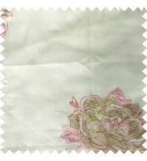 Pink white brown color big flower designs texture patterns with thick polyester base fabric sheer curtain