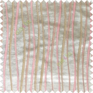 Pink beige white color vertical flowing lines texture with thick polyester background main curtain