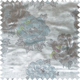 Blue grey color big flower designs texture patterns with thick polyester base fabric main curtain
