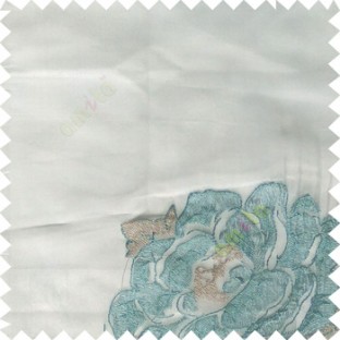 Blue grey color big flower designs texture patterns with thick polyester base fabric sheer curtain