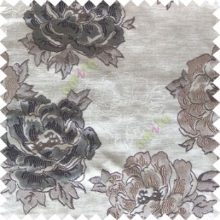 Black grey color big flower designs texture patterns with thick polyester base fabric main curtain