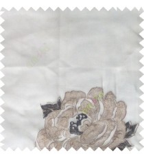 Black grey white color big flower designs texture patterns with thick polyester base fabric sheer curtain