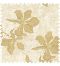 Cream gold brown color embroidery flower beautiful designs leaf branch texture background main curtain