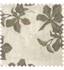 Brown grey cream color embroidery flower beautiful designs leaf branch texture background main curtain