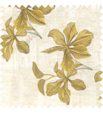 Yellow cream brown color embroidery flower beautiful designs leaf branch texture background main curtain