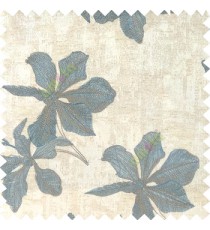 Blue cream grey color embroidery flower beautiful designs leaf branch texture background main curtain