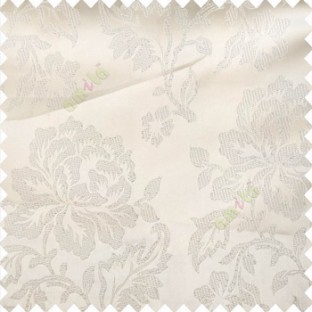 Cream color beautiful rose flower texture finished designs shiny polyester base background leaves flower buds elegant look main curtain