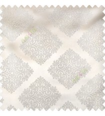 Cream color traditional dice shapes pattern small damask patterns decorative forms solid base fabric polyester main curtain