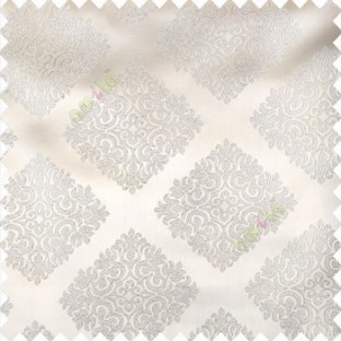 Cream color traditional dice shapes pattern small damask patterns decorative forms solid base fabric polyester main curtain