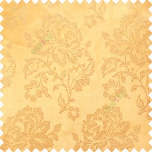 Gold color beautiful rose flower texture finished designs shiny polyester base background leaves flower buds elegant look main curtain