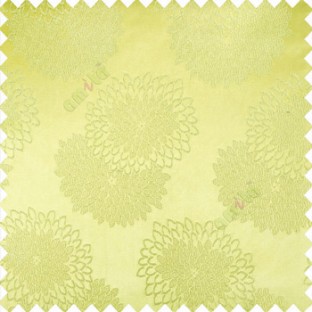 Green color marigold flower patterns texture embroidery designs small scales solid base fabric polyester main curtain