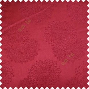 Maroon color marigold flower patterns texture embroidery designs small scales solid base fabric polyester main curtain