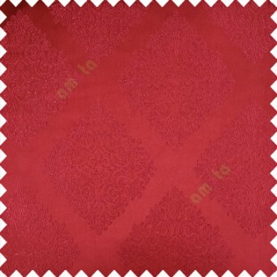 Maroon color traditional dice shapes pattern small damask patterns decorative forms solid base fabric polyester main curtain