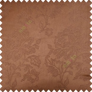 Brown color beautiful rose flower texture finished designs shiny polyester base background leaves flower buds elegant look main curtain