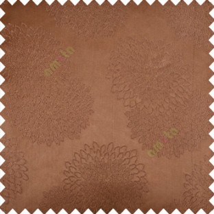 Brown color marigold flower patterns texture embroidery designs small scales solid base fabric polyester main curtain