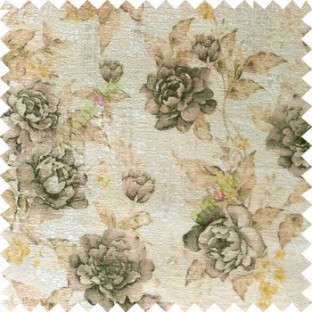 Black yellow cream brown colour beautiful flower texture designs leaf floral buds with thick polyester background main curtain