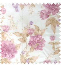 Purple brown cream colour beautiful flower texture designs leaf floral buds with thick polyester background sheer curtain