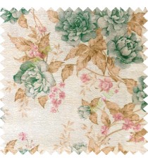 Blue brown white purple colour beautiful flower texture designs leaf floral buds with thick polyester background main curtain