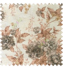 Black brown cream green colour beautiful flower texture designs leaf floral buds with thick polyester background main curtain