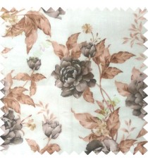 Black brown cream green colour beautiful flower texture designs leaf floral buds with thick polyester background sheer curtain