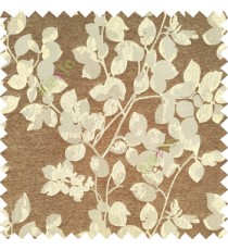 Brown silver color floral leaves pattern texture surface polyester thick fabric flower buds main curtain