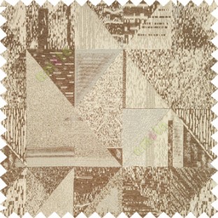 Brown silver color geometric designs texture finished triangles rectangular shapes polyester base fabric main curtain