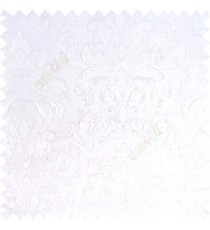 Pure white color traditional damask designs texture gradients swirl floral leaves ferns polyester main curtain