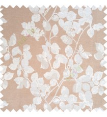 Brown grey color floral leaves pattern texture surface polyester thick fabric flower buds main curtain