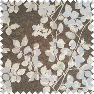Black silver color floral leaves pattern texture surface polyester thick fabric flower buds main curtain