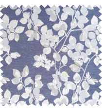 Navy blue silver color floral leaves pattern texture surface polyester thick fabric flower buds main curtain