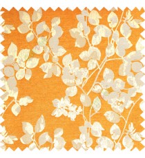 Orange silver color floral leaves pattern texture surface polyester thick fabric flower buds main curtain