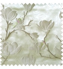 Grey beige color natural floral tree flowers branch buds embroidery pattern with thick polyester background main curtain