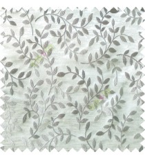 Grey beige color natural floral hanging leaf vertical embroidery pattern with thick polyester background main curtain