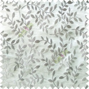 Grey beige color natural floral hanging leaf vertical embroidery pattern with thick polyester background main curtain