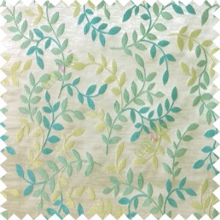 Blue green grey color natural floral hanging leaf vertical embroidery pattern with thick polyester background main curtain