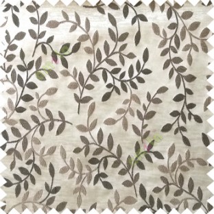 Black beige grey color natural floral hanging leaf vertical embroidery pattern with thick polyester background main curtain