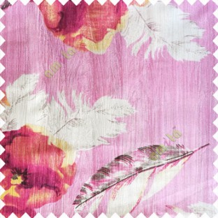 Pink white black gold purple color natural floral big feathers vertical texture lines flowers decorative patterns polyester main curtain