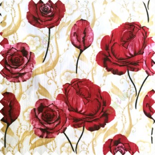Dark red black gold cream color beautiful elegant look rose flowers traditional background designs polyester thick base fabric main curtain
