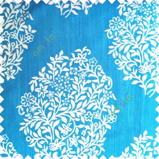 Aqua blue cream color traditional designs small size floral twigs vertical crush lines polyester base fabric main curtain
