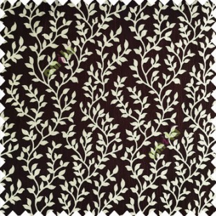 Dark brown cream color small sea plants vertical designs leaves and trendy stems support polyester main curtain