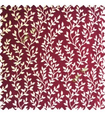 Maroon cream color small sea plants vertical designs leaves and trendy stems support polyester main curtain