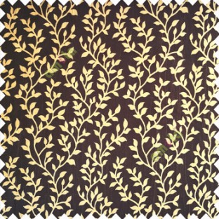 Dark brown gold color small sea plants vertical designs leaves and trendy stems support polyester main curtain