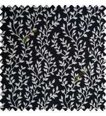 Black and white color small sea plants vertical designs leaves and trendy stems support polyester main curtain
