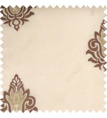 Brown gold color traditional damask design horizontal lines with transparent fabric sheer curtain