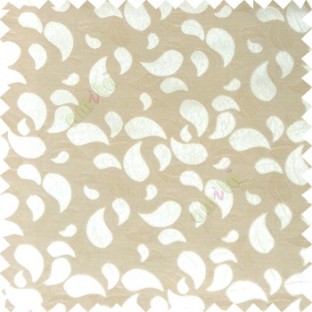 Beige grey color traditional paisley pattern embroidery leaves design with thick polyester background main curtain