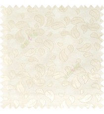 White cream color traditional paisley pattern embroidery leaves design with thick polyester background main curtain