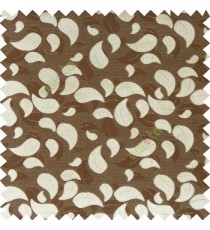 Dark brown grey color traditional paisley pattern embroidery leaves design with thick polyester background main curtain