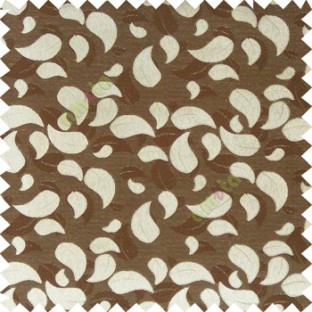 Dark brown grey color traditional paisley pattern embroidery leaves design with thick polyester background main curtain