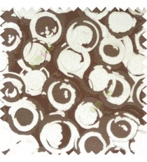 Dark brown grey color geometric circles texture surface weaving pattern with thick polyester background main curtain