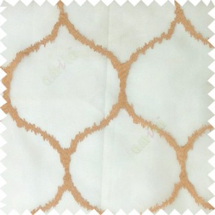 Copper brown cream color traditional design texture finished with polyester background ogee pattern vertical texture gradients lines sheer curtain